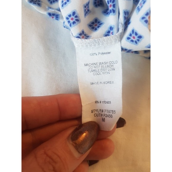 Papermoon Blouse Size Medium Floral Boho Bohemian Button down  Short Sleeve - Picture 10 of 12